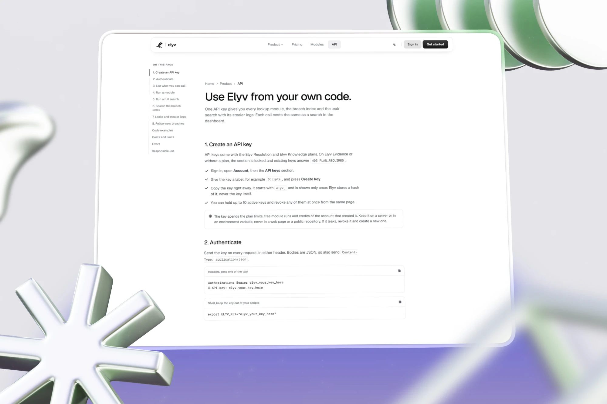 The Elyv API guide